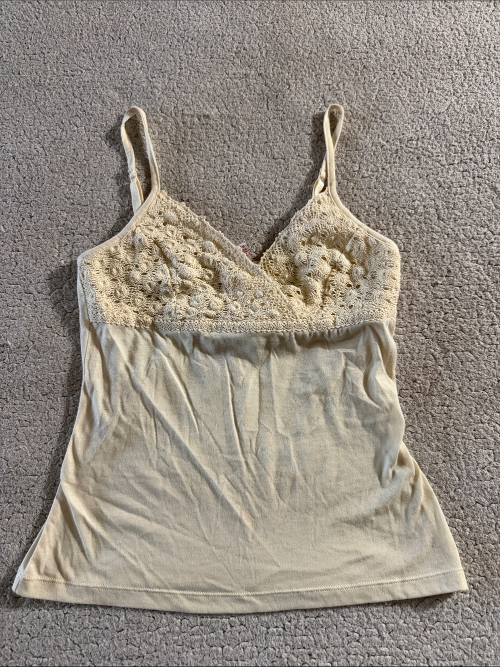 BONGO Y2K Cream Crochet Lace Cami Tank Top Large New